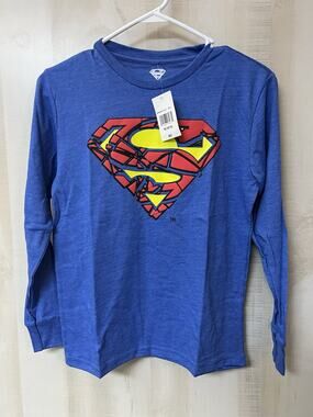 Superman Boys Blue Long Sleeved Superman Logo T-Shirt - NWT